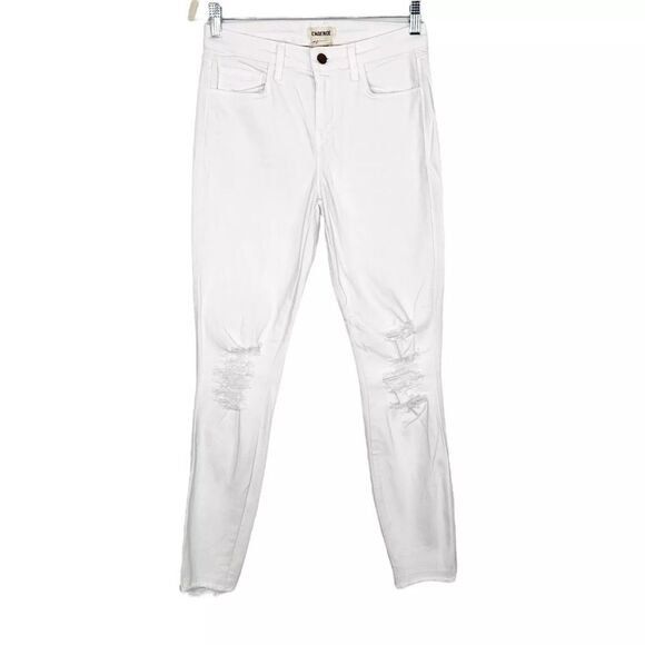 L'agence Margot Skinny High Rise Blanc White Distressed Womens Jeans size 28 - Picture 5 of 6